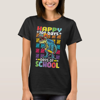 Day Of School Dino Kids Happy 100 Days Dinosaur T- T-Shirt