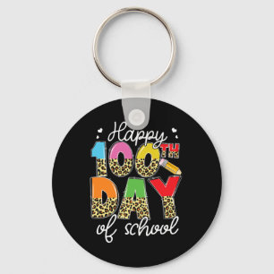 Day Of School For Teachers Kids Happy 100 Days Key Ring
