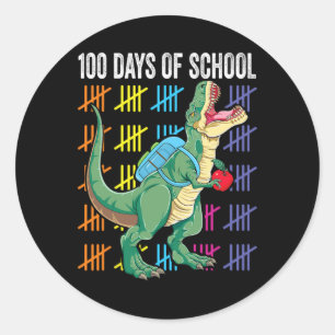Day Of School For Toddlers Kids T-rex Classic Round Sticker