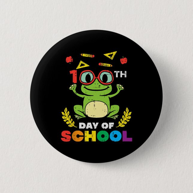 Day Of School Frog 100 Days Smarter Teacher Kids G 6 Cm Round Badge (Front)