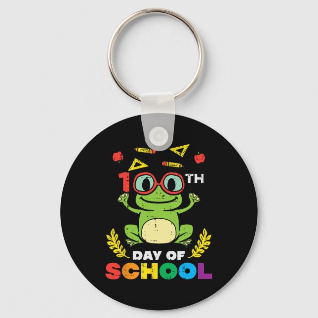 Day Of School Frog 100 Days Smarter Teacher Kids G Key Ring (Front)