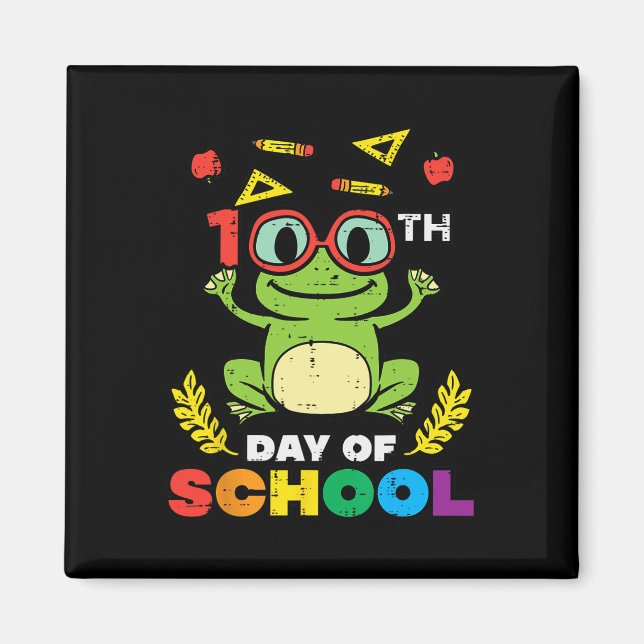 Day Of School Frog 100 Days Smarter Teacher Kids G Magnet (Front)