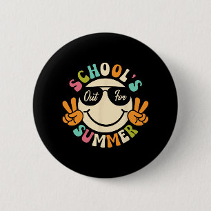 Day Of School Graduation Groovy Schools Out For Su 6 Cm Round Badge