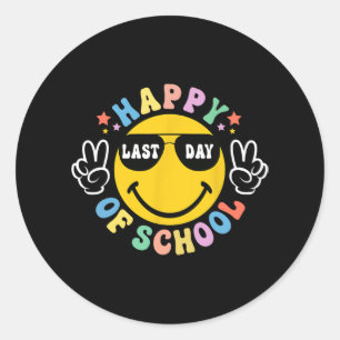 Day Of School Graduation Groovy Schools Student Te Classic Round Sticker