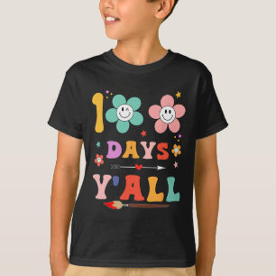 Day Of School Groovy 100 Days Y'all Teacher Girls T-Shirt