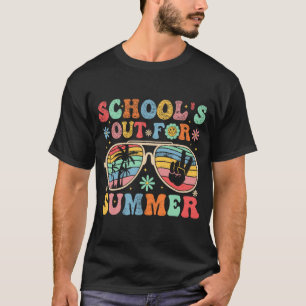 Day Of School Groovy School's Out For Summer Teach T-Shirt