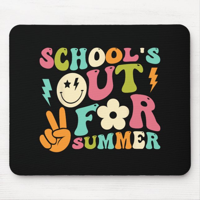 Day Of School Groovy Schools Out For Summer Teache Mouse Mat (Front)