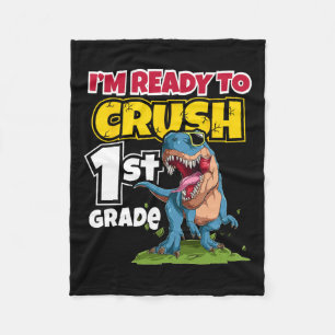 Day Of School I'm Ready To Crush 1st Grade 2024  Fleece Blanket