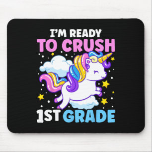 Day Of School I'm Ready To Crush 1st Grade Unicorn Mouse Mat