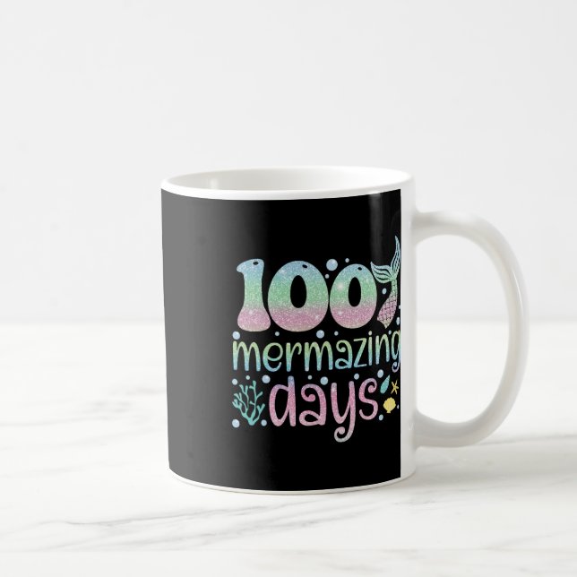Day Of School Kids Girls 100 Mermazing Days Of Sch Coffee Mug (Right)