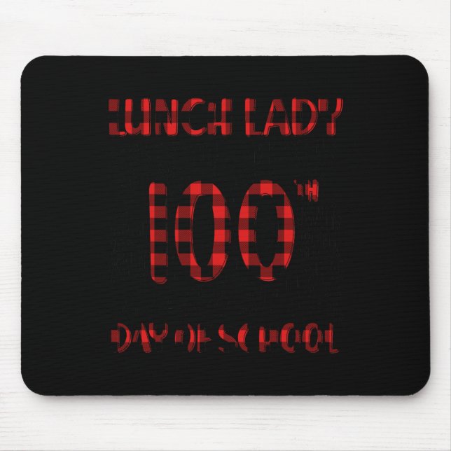 Day Of School Lunch Lady Typography Red Plaid  Mouse Mat (Front)