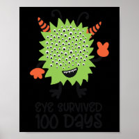 Day Of School Monster Boys Kids Eye Survived 100 D