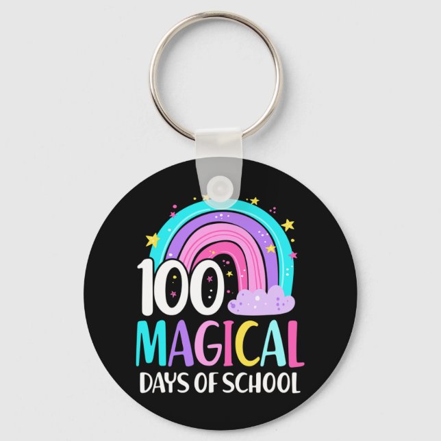 Day Of School Rainbow Magical 100 Days Of School  Key Ring (Front)