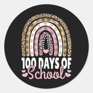 Day Of School Rainbow Teacher Girls 100 Days Of Sc Classic Round Sticker