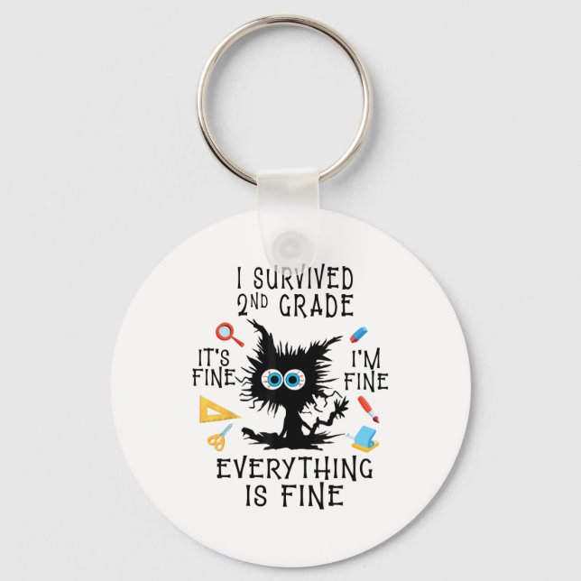 Day Of School Student Graduation I Survived 2nd Gr Key Ring (Front)