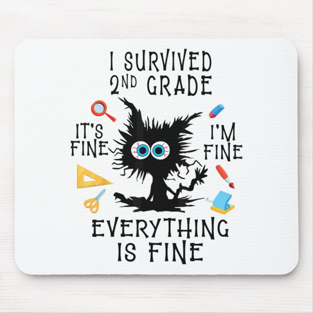 Day Of School Student Graduation I Survived 2nd Gr Mouse Mat (Front)