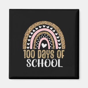 Day Of School Teacher 100 Days Rainbow Leopard Boh Magnet
