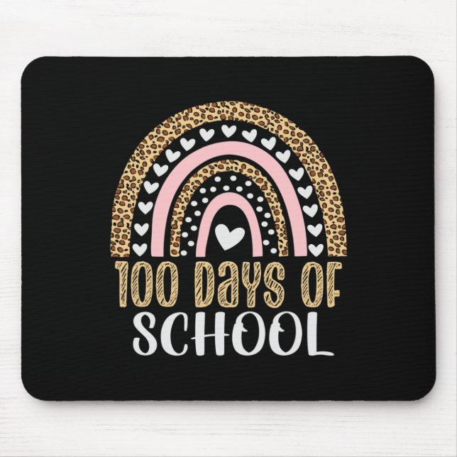 Day Of School Teacher 100 Days Rainbow Leopard Boh Mouse Mat (Front)