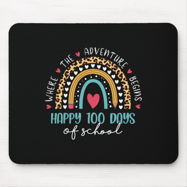 Day Of School Teacher 100 Days Rainbow Leopard Boh Mouse Mat (Front)