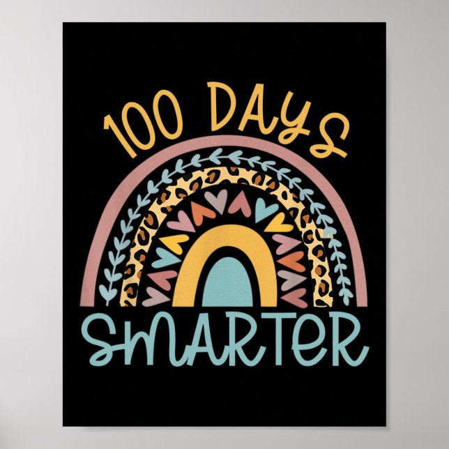 Day Of School Teacher 100 Days Smarter Leopard Rai Poster (Front)