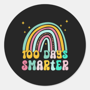 Day Of School Teacher - 100 Days Smarter Rainbow 2 Classic Round Sticker