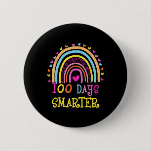 Day Of School Teacher 100 Days Smarter Rainbow 6 Cm Round Badge