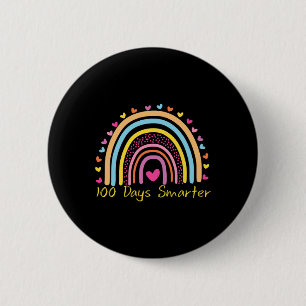 Day Of School Teacher 100 Days Smarter Rainbow 6 Cm Round Badge