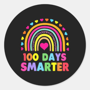 Day Of School Teacher - 100 Days Smarter Rainbow Classic Round Sticker