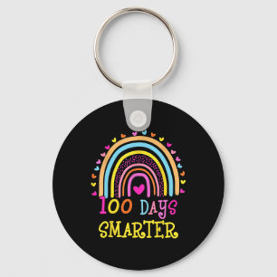 Day Of School Teacher 100 Days Smarter Rainbow Key Ring
