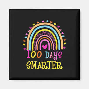 Day Of School Teacher 100 Days Smarter Rainbow Magnet
