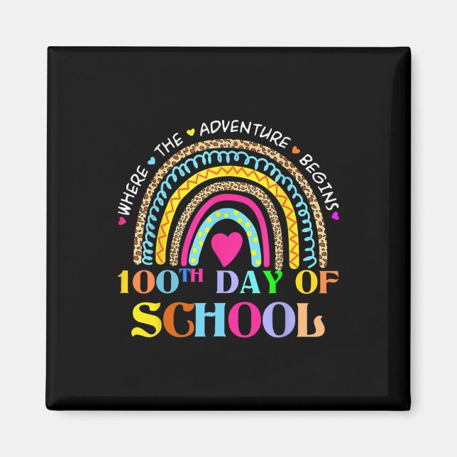 Day Of School Teacher - 100 Days Smarter Rainbow  Magnet (Front)