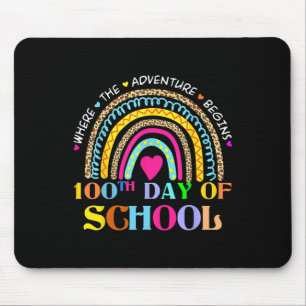Day Of School Teacher - 100 Days Smarter Rainbow Mouse Mat