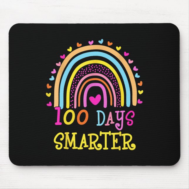 Day Of School Teacher 100 Days Smarter Rainbow  Mouse Mat (Front)