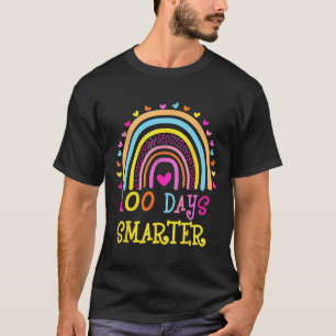 Day Of School Teacher 100 Days Smarter Rainbow T-Shirt