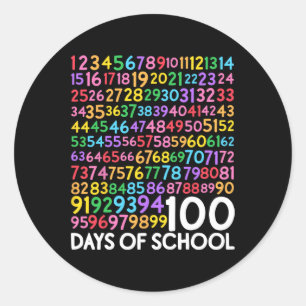 Day Of School Teacher Kids 100 Days Math Numbers  Classic Round Sticker