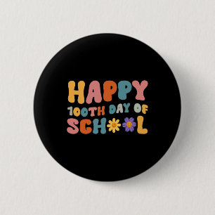Day Of School Teacher Retro Groovy Happy 100 Day 6 Cm Round Badge