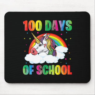 Day Of School Teacher Unicorn Kids 100 Days Rainbo Mouse Mat