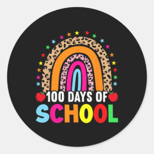Day Of School Teachers 100 Days Smarter Rainbow 1 Classic Round Sticker