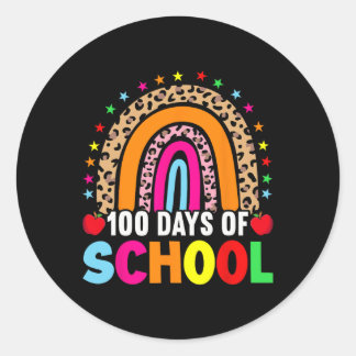 Day Of School Teachers 100 Days Smarter Rainbow 1  Classic Round Sticker