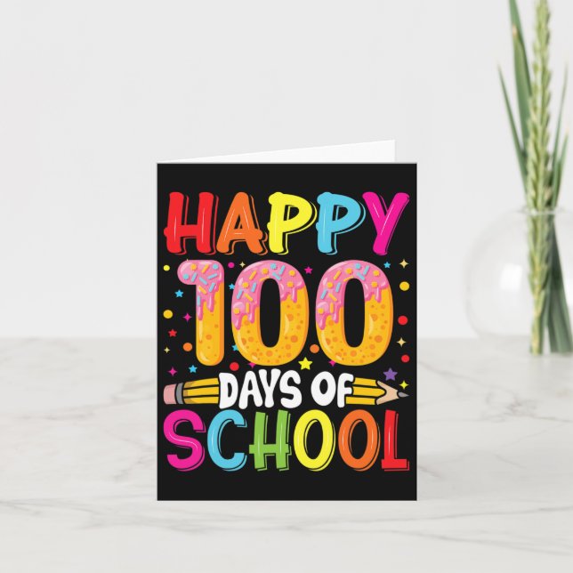 Day Of School Teachers Kids Child Happy 100 Days 5 Card (Front)