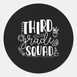 Day Of School Third Grade Squad Teacher Classic Round Sticker