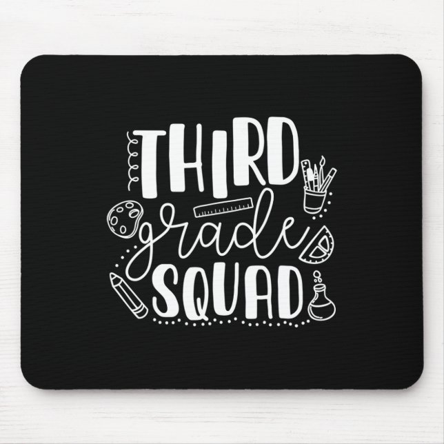Day Of School Third Grade Squad Teacher  Mouse Mat (Front)
