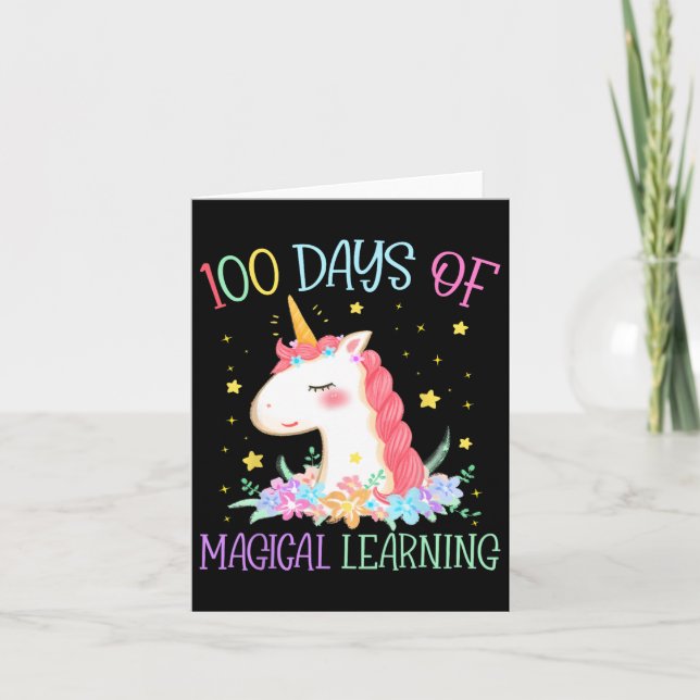 Day Of School Unicorn 100 Days Magical Learning Gi Card (Front)