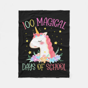 Day Of School Unicorn 100 Magical Days Girls Teach Fleece Blanket