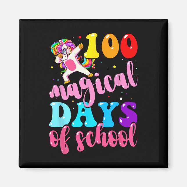 Day Of School Unicorn 100 Magical Days Teacher Gir Magnet (Front)