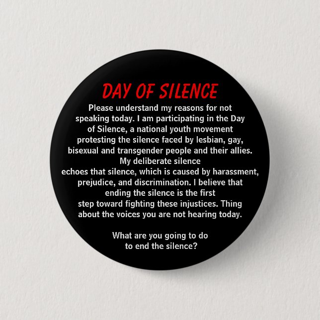 Day of Silence 6 Cm Round Badge (Front)
