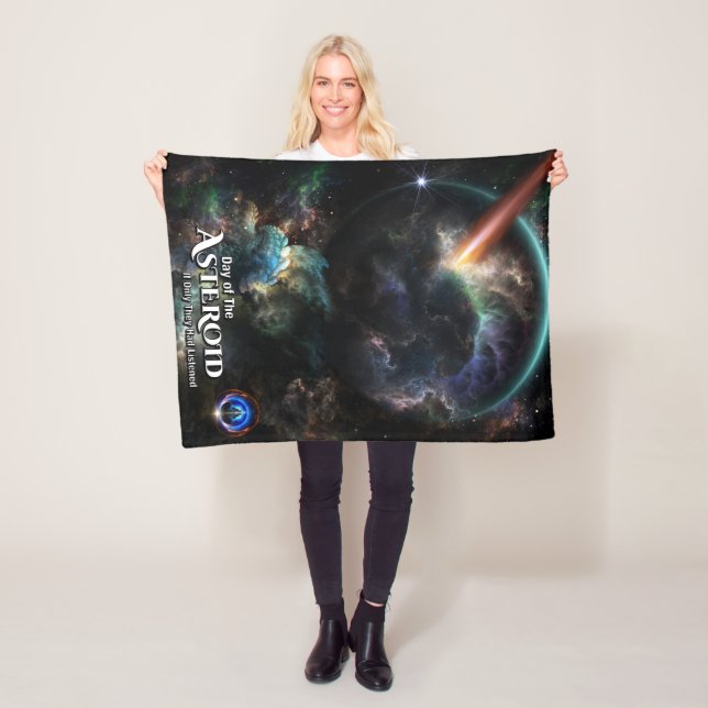 Day Of The Asteroid SciFi Fractal Art Fleece Blanket (In Situ)