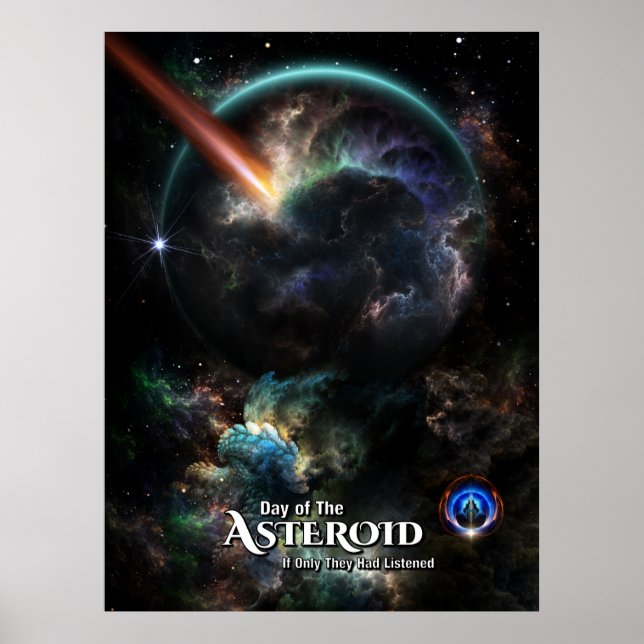 Day Of The Asteroid SciFi Fractal Art Poster (Front)