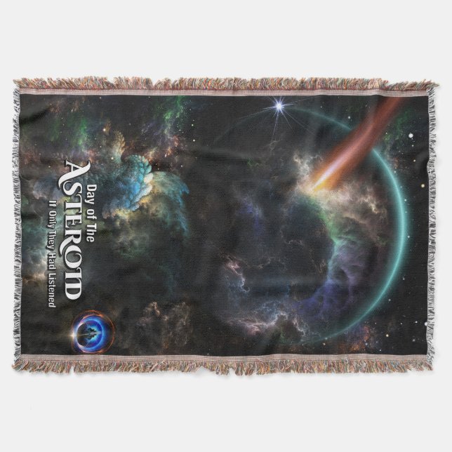 Day Of The Asteroid SciFi Fractal Art Throw Blanket (Front)