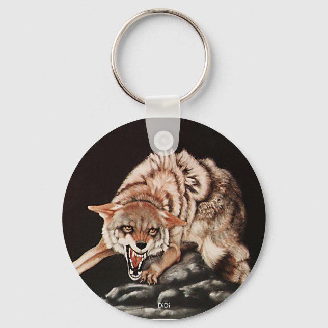 Day Of The Coyote, painting by DiDi Key Ring (Front)